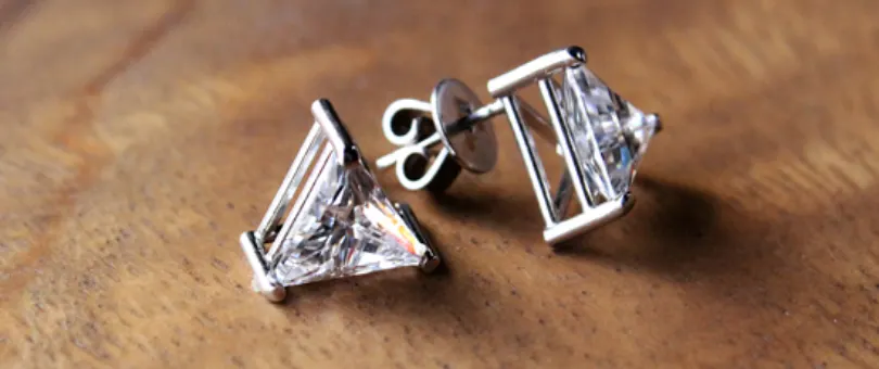 triangle cut diamond studs