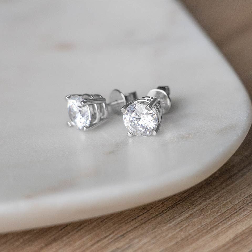 Round Cut Stud Earrings