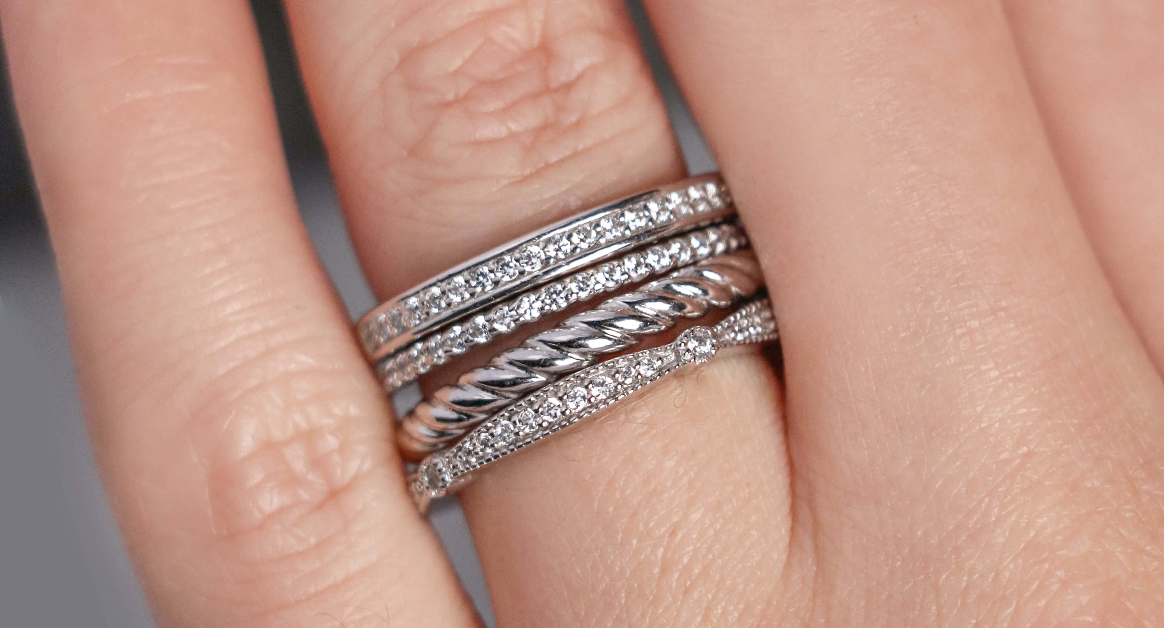 White gold Diamond Nexus wedding ring stack