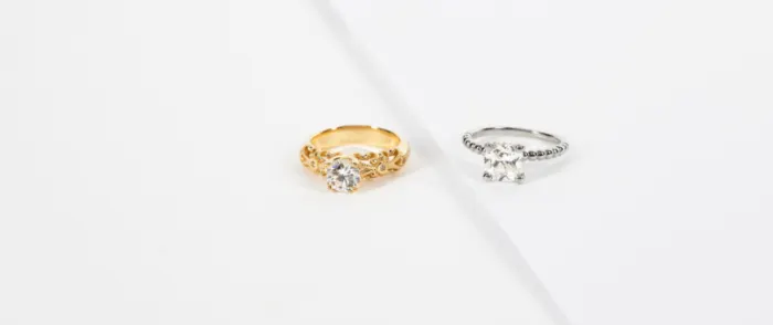 white and yellow gold engagement rings