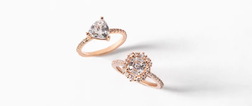 two rose gold engagement rings