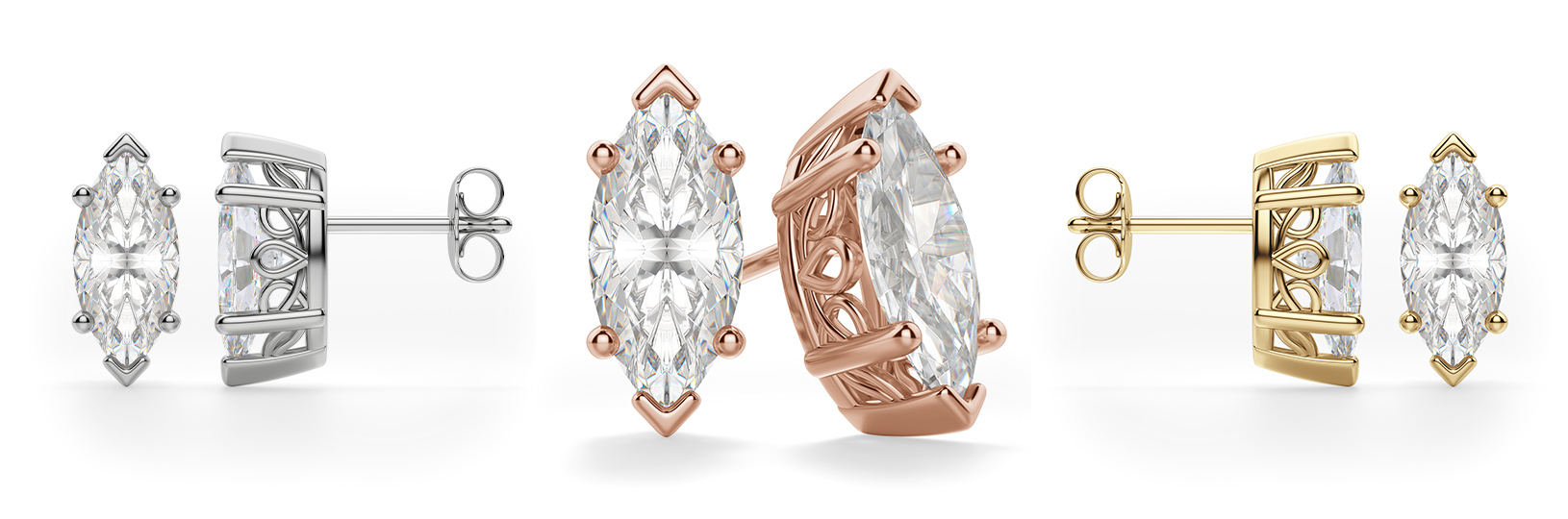 Marquise cut filigree earrings