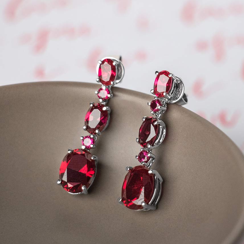 earrings with rubies