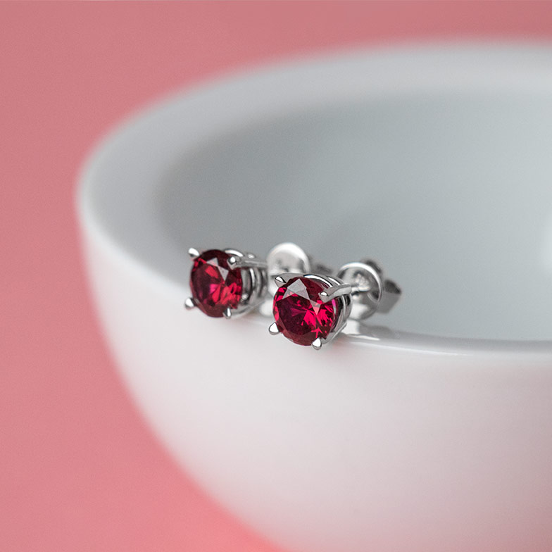 studs with rubies