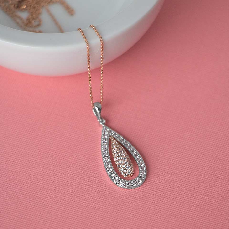 Promessa pendant in white and rose gold