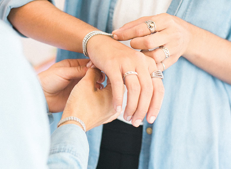 Bound bracelets on bridesmaids