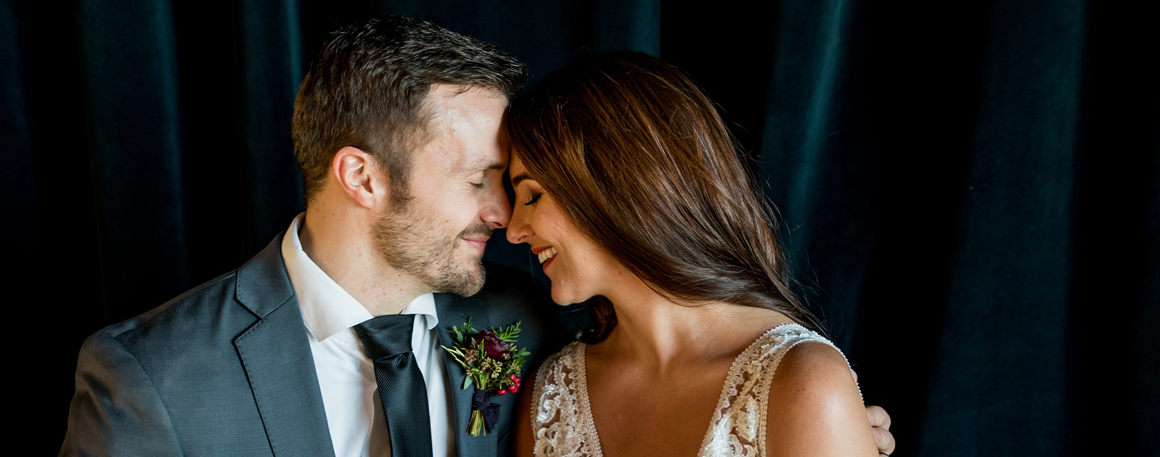 Bride and groom on wedding day