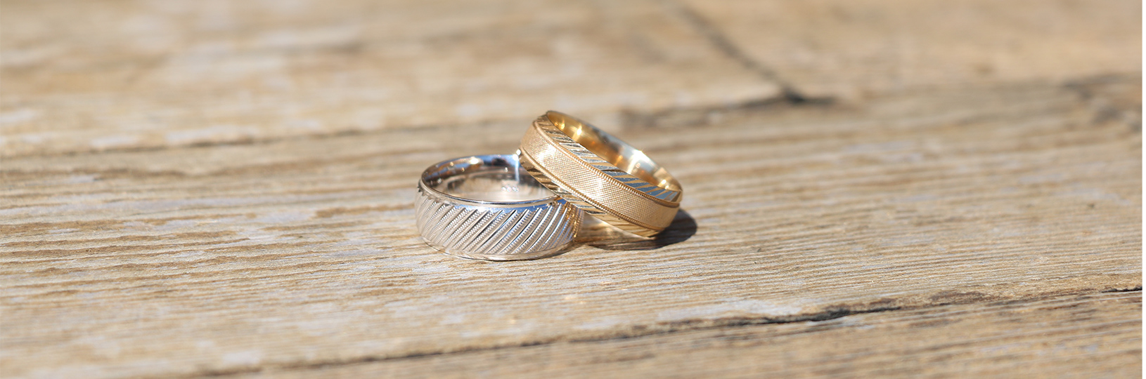 white and yellow gold rings