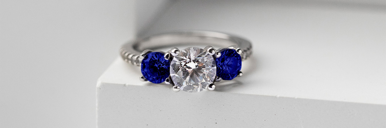 Three stone sapphire engagement ring