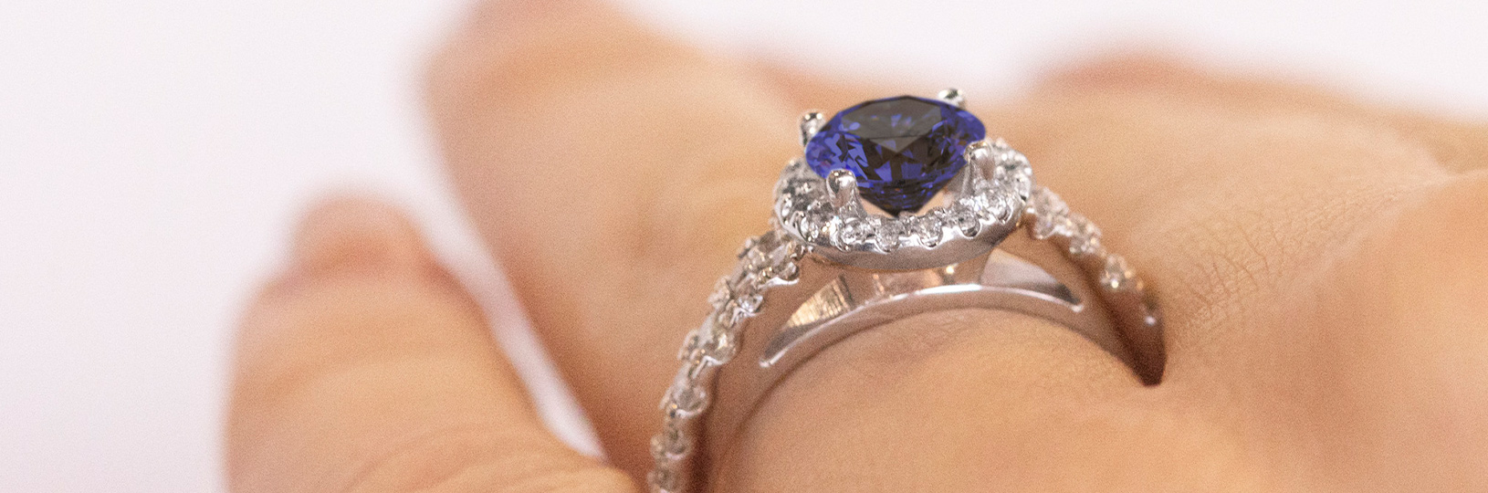 Accented sapphire engagement ring