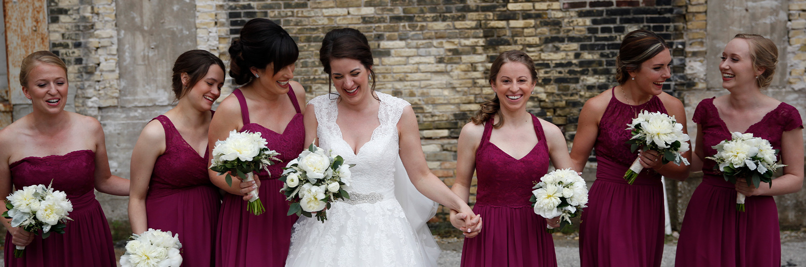 Bride with bridesmaids