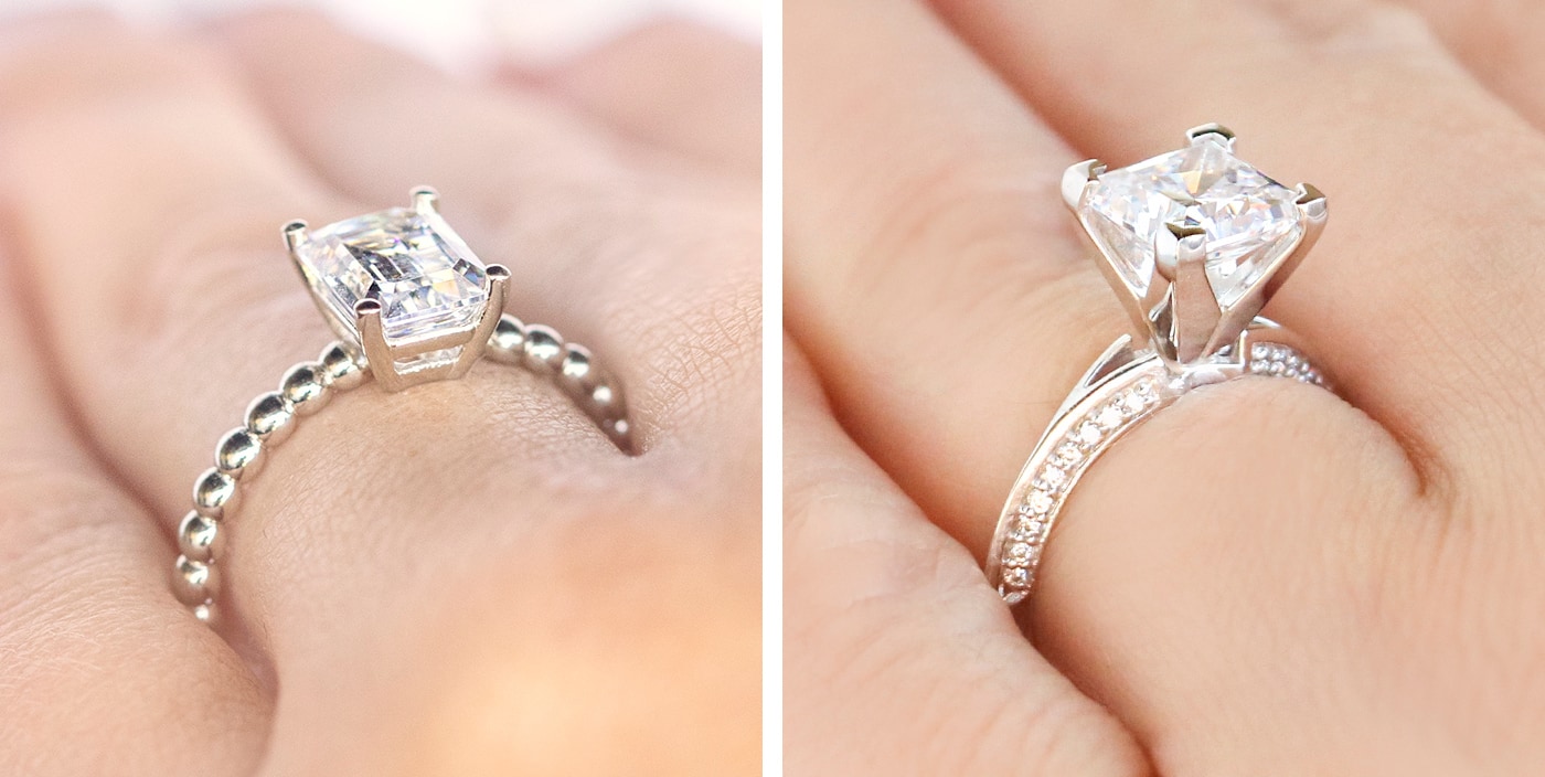 Low set engagement ring and high set engagement ring