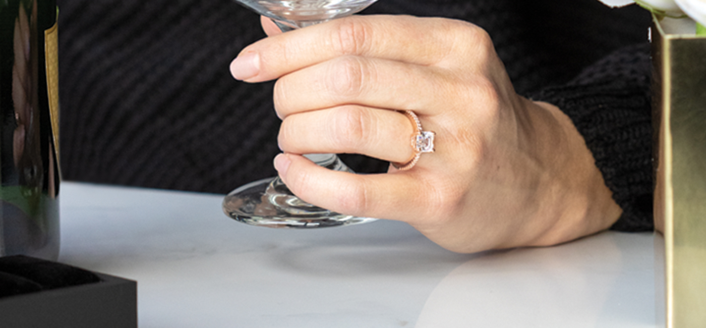 a Diamond Nexus engagement ring featured on a hand