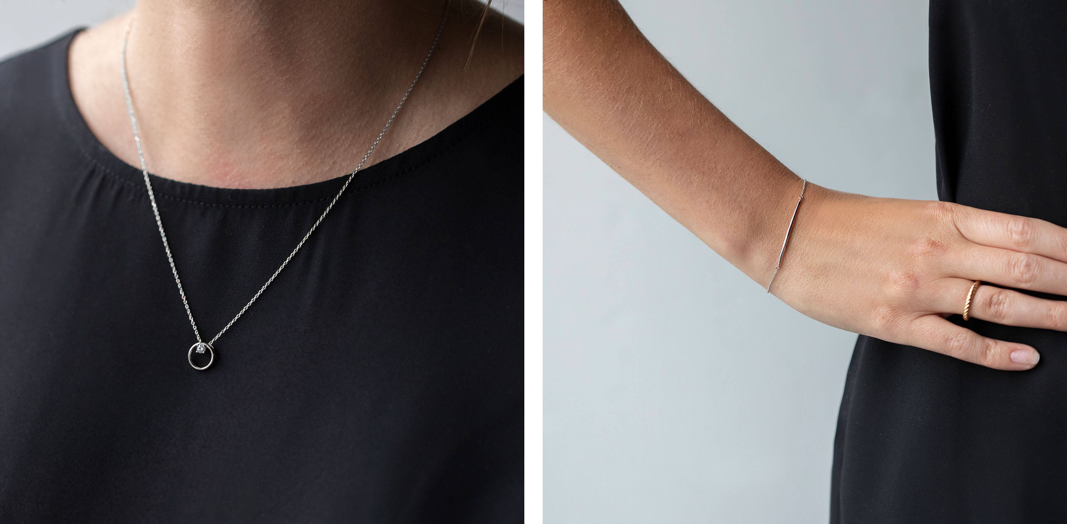 Assorted minimalistic Diamond Nexus jewelry pieces