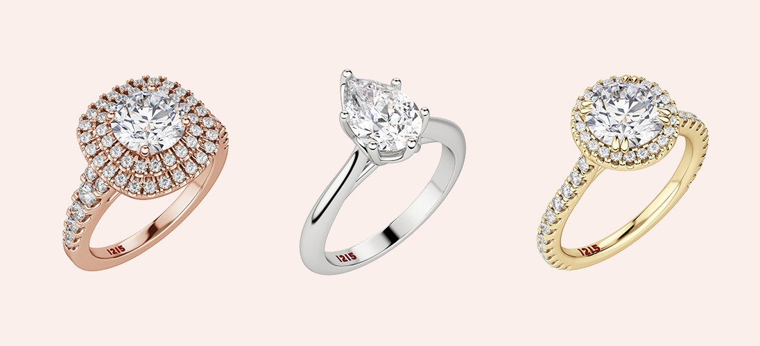 engagement rings of different metal color