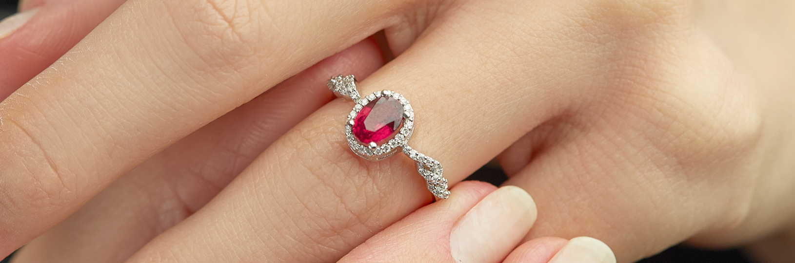 engagement ring with a ruby