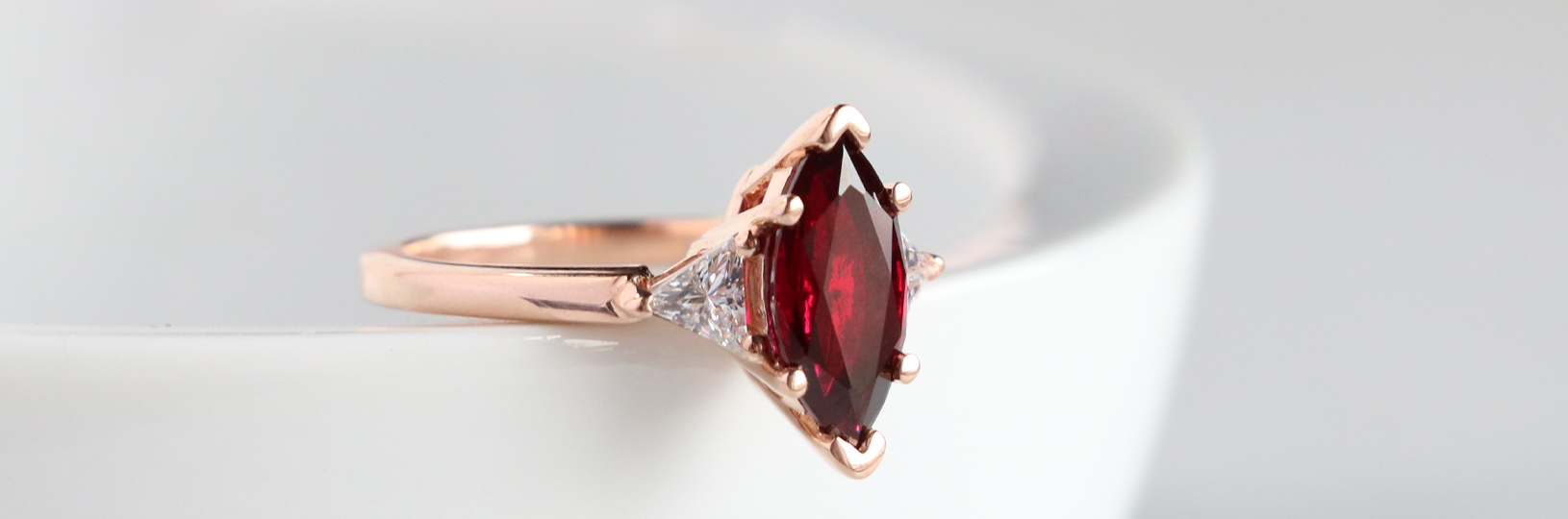 engagement ring with a ruby