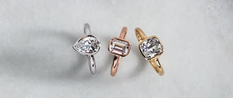 Mixed metals diamond rings