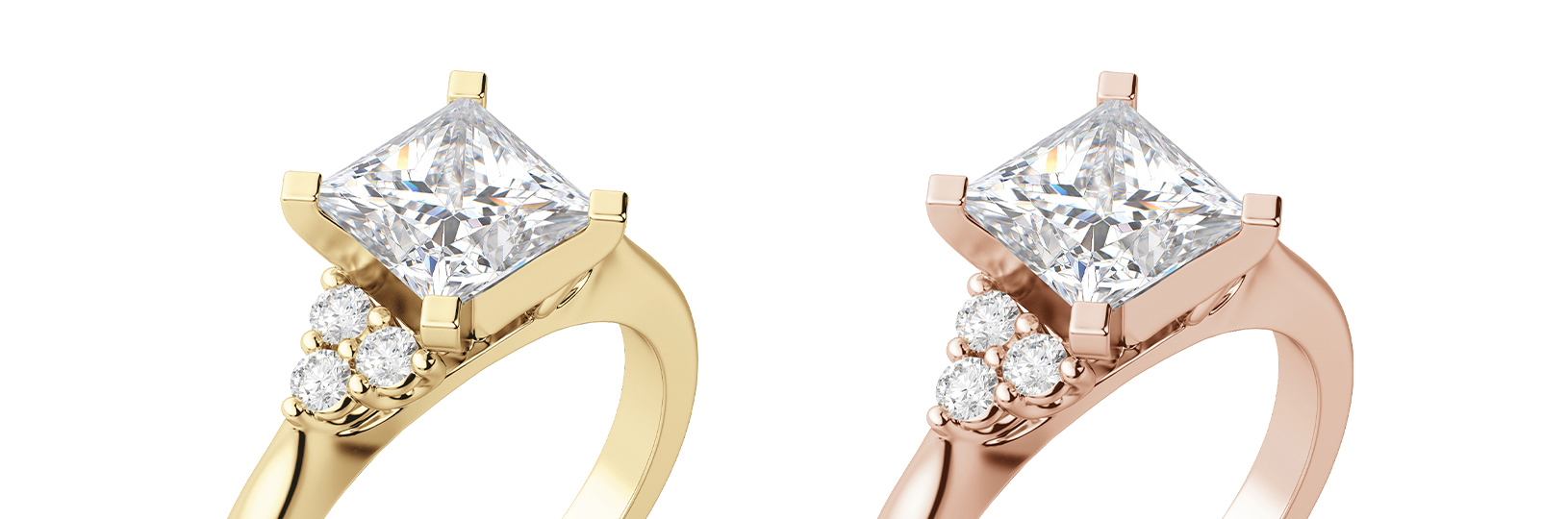 Yellow gold engagement ring & rose gold engagement ring