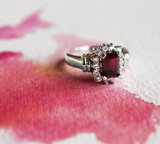 Empress ring with a ruby Nexus Color Stone