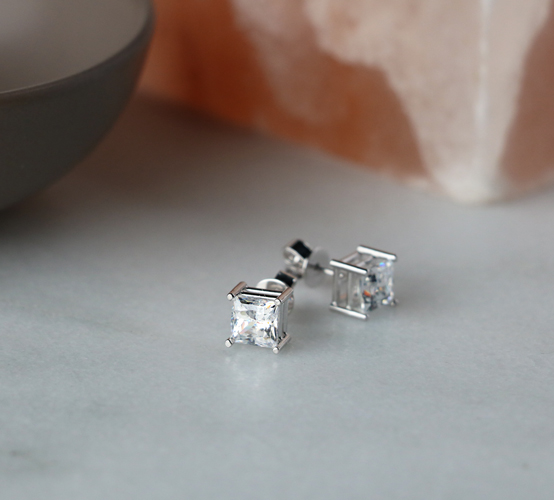 Princess cut studs