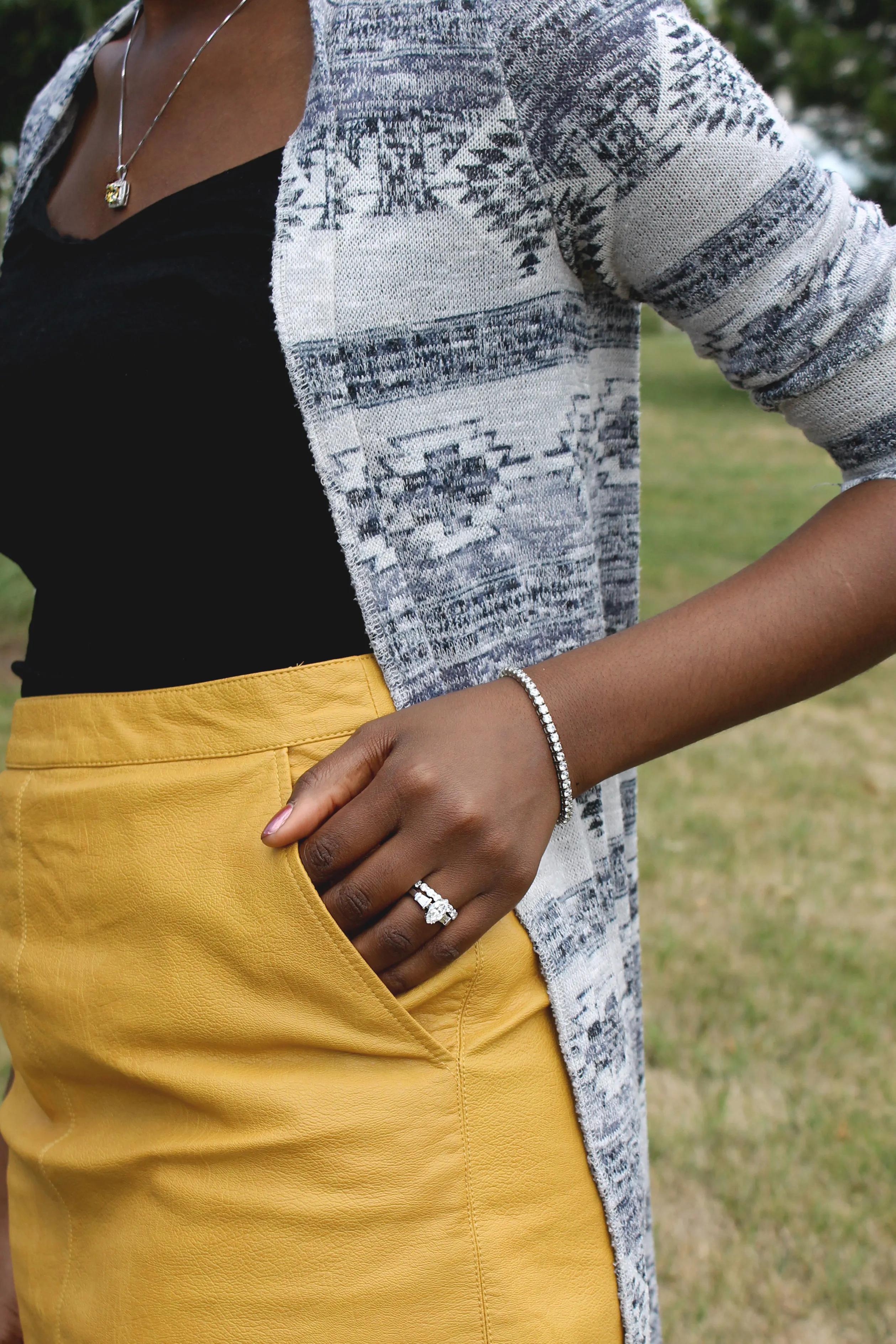 Lorelai engagement ring with the Oasis eternity band on Andria