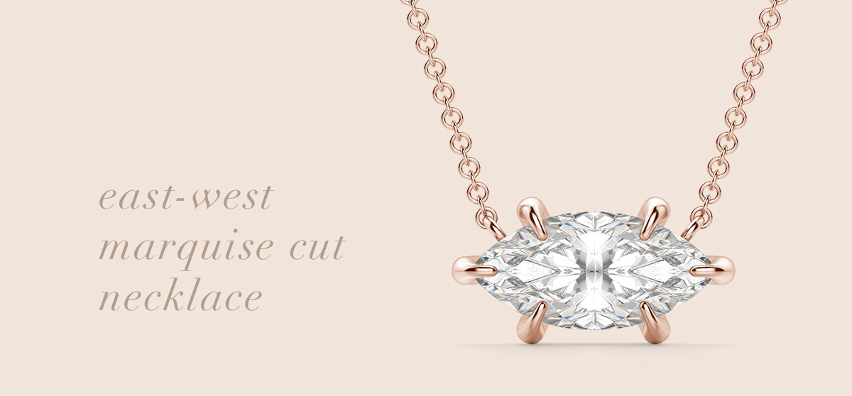 East-West Marquise Necklace in rose gold