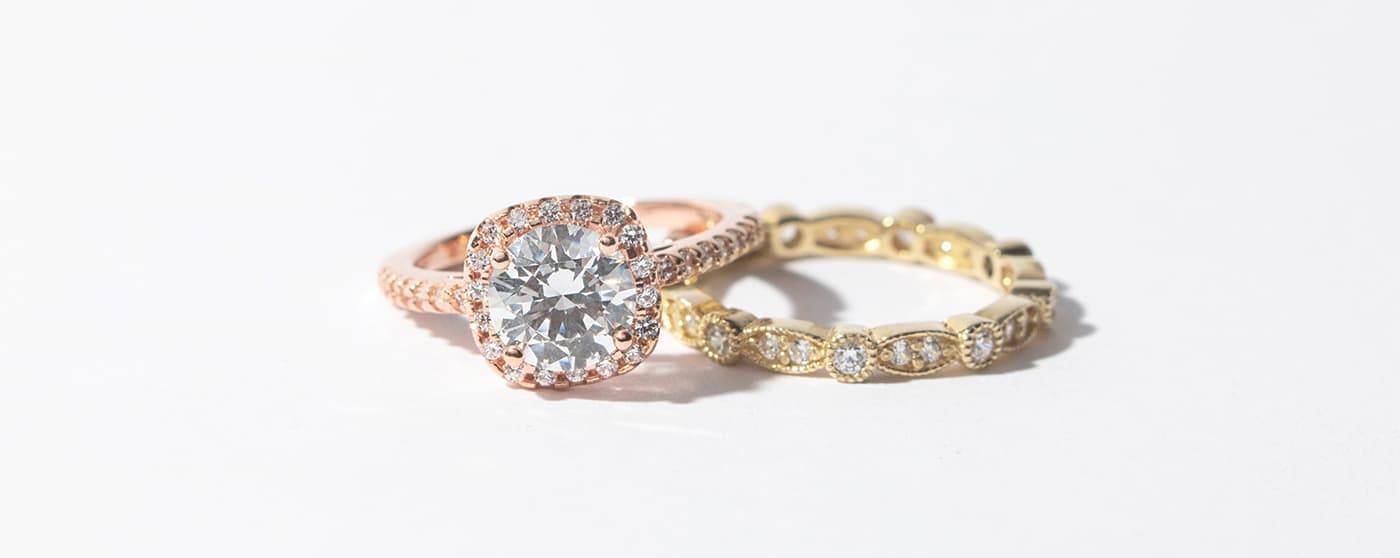 rose and yellow gold rings