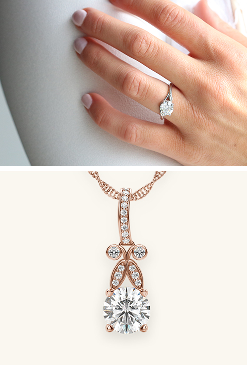 Ivy Engagement Ring and Royal Street Pendant