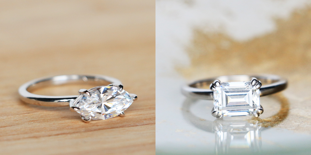 east-west solitaire rings