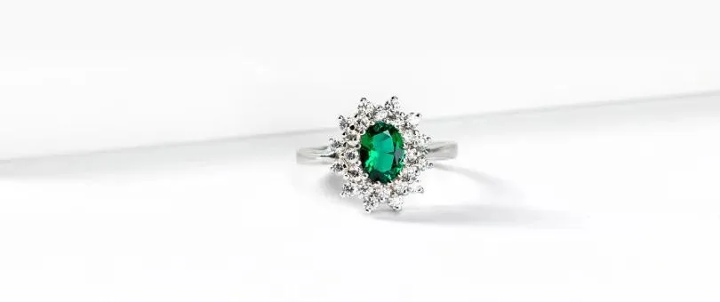 an emerald engagement ring