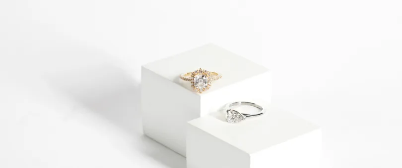 white and yellow gold engagement rings