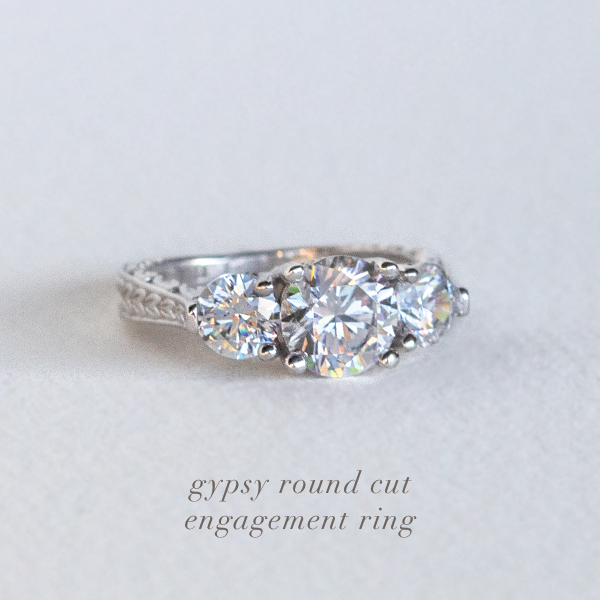               Gypsy Round Cut Engagement Ring