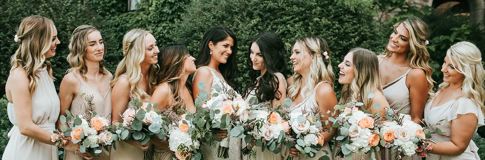 a bride and her bridesmaids